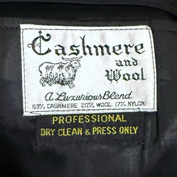 Vintage Stripling & Cox Blazer Black Cashmere and Wool 2 Button Tailored ~Sz 44 - Picture 7 of 8